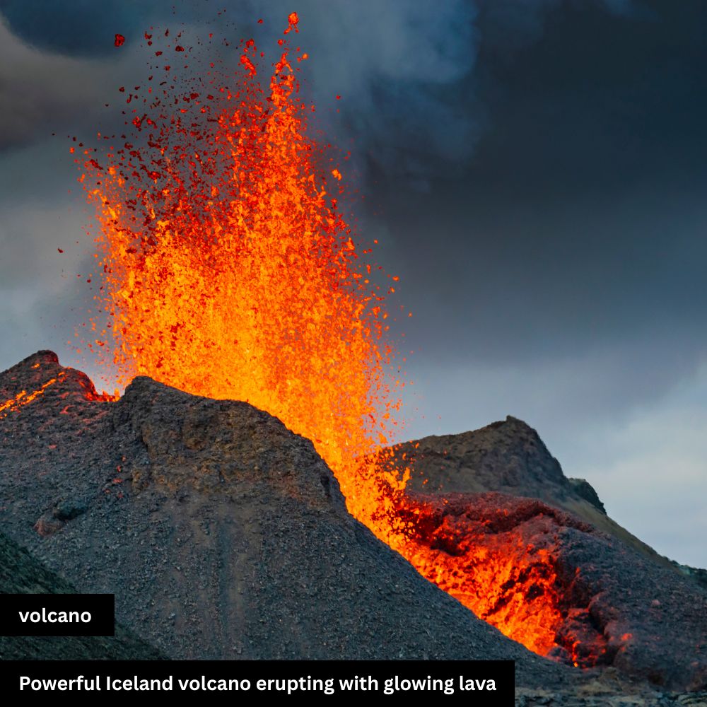 valcano in glowing lava