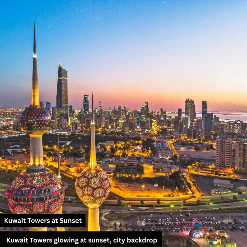 kuwait tower at sunset