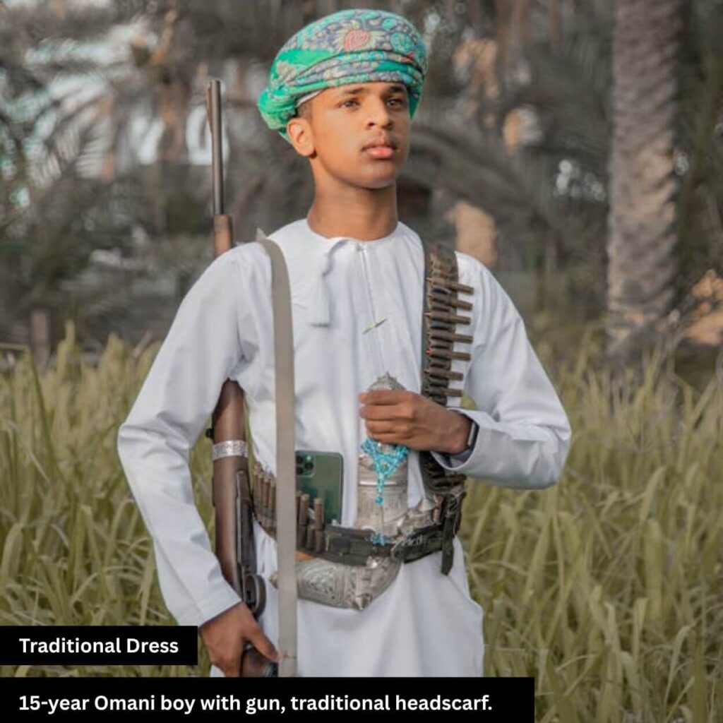 traditional dress man with gun
