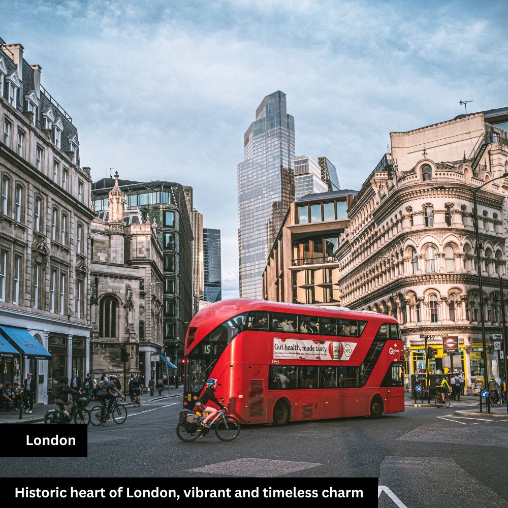 Double-decker bus in London city on the road