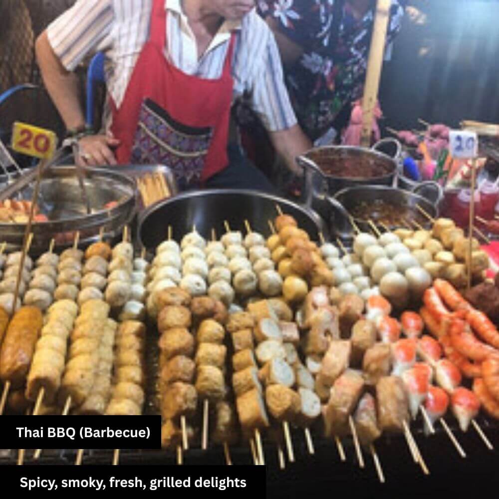 Thai BBQ features grilled meats, seafood, flavors.