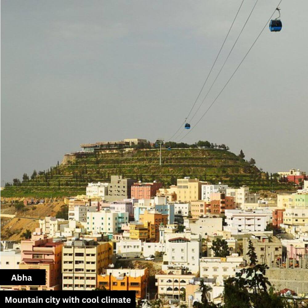 Abha, a scenic city in Saudi Arabia, known for its cool climate and mountainous landscapes.