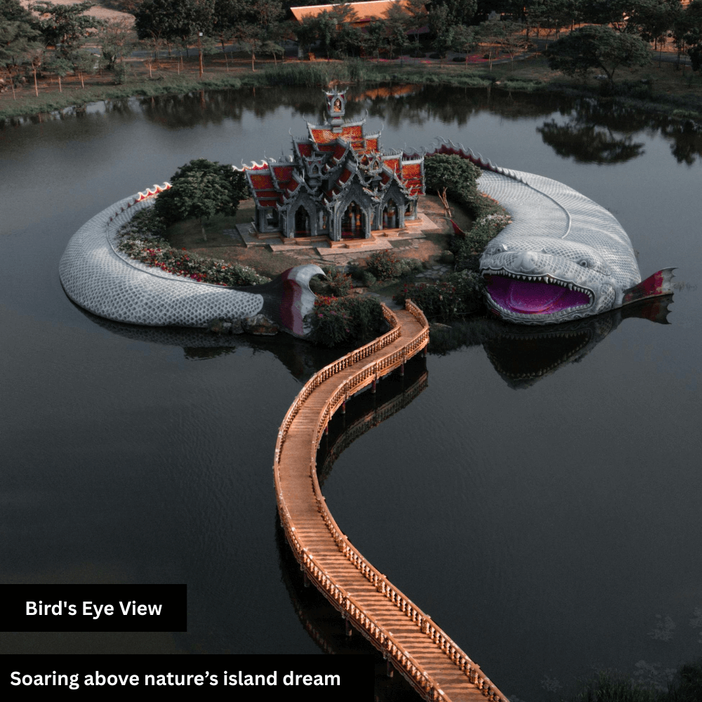 A bird's-eye view is an overhead perspective