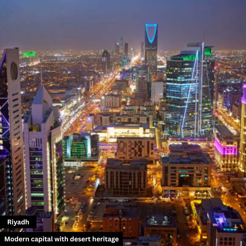Riyadh, the capital of Saudi Arabia, known for modern architecture.