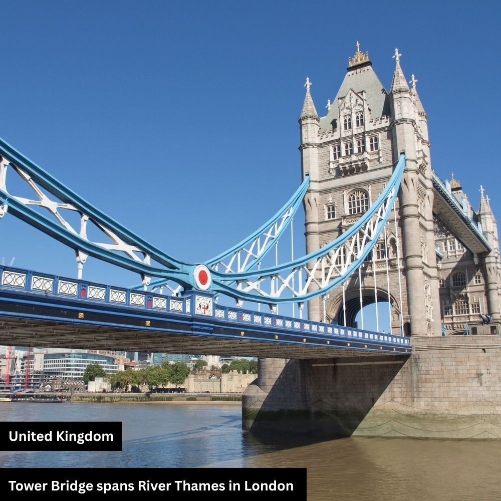 Tower bridge spans river themes in london