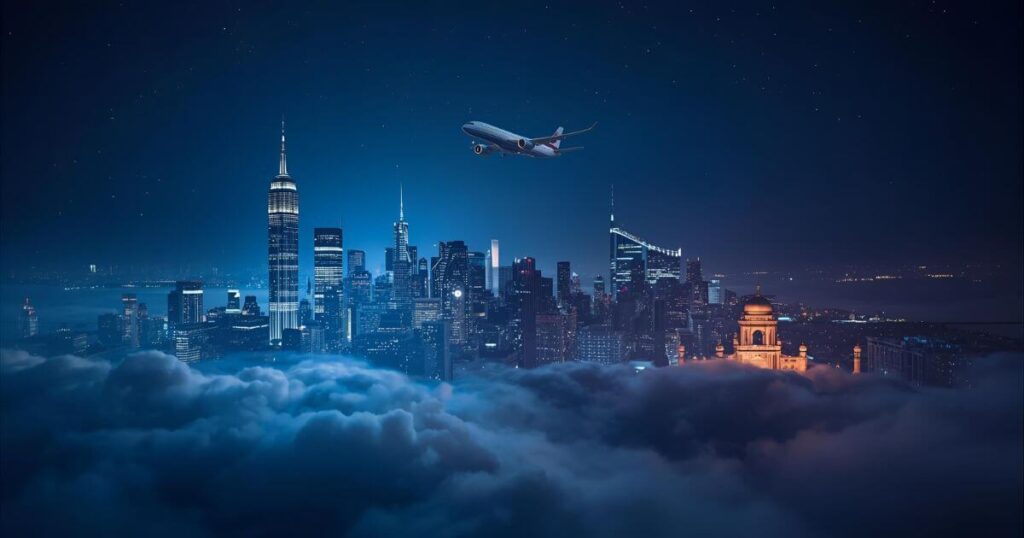 Flight cost and travel from USA to India.